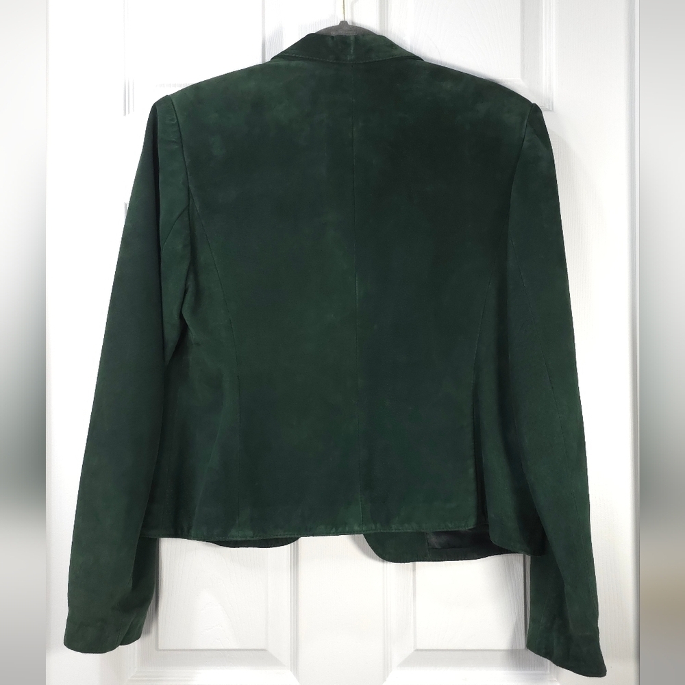 DANIER Green Suede Leather Blazer Jacket - Soft as Butter - Size L Quiet Lux - Picture 4 of 9